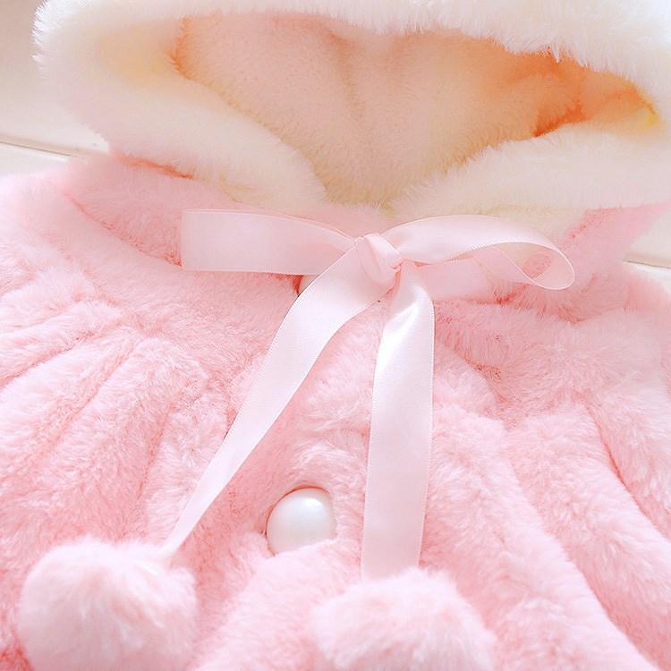 Baby Girls Rabbit Ear Hoodie Princess Coat - Relaxed A-Line Jacket