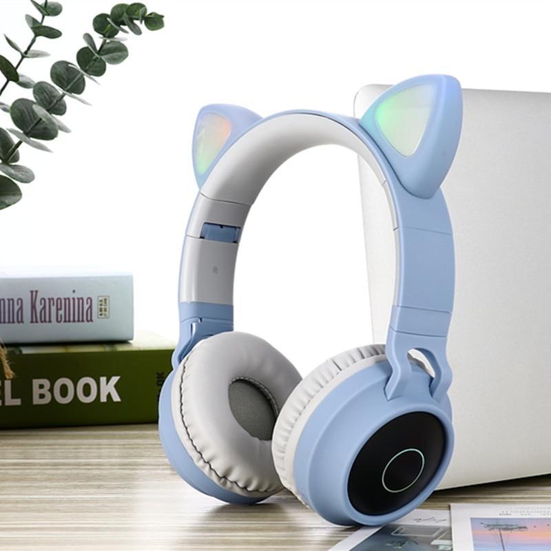LED Cat Ear Bluetooth 5.0 Wireless Headphones with Mic