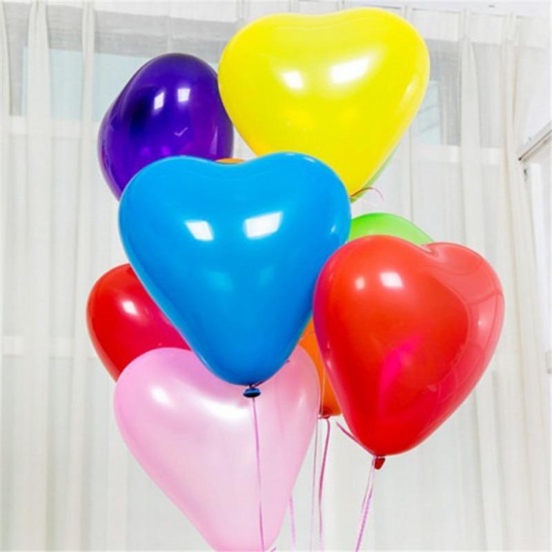100-Piece Heart-Shaped Red and Pink Latex Balloons
