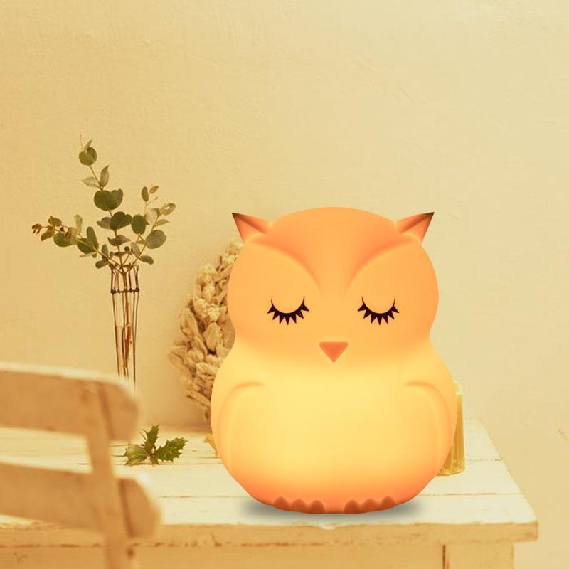 Cute Silicone Owl Night Light with Remote & Touch Sensor for Kids
