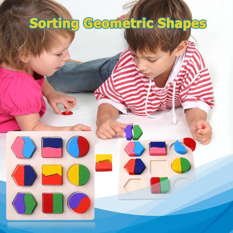 Wooden Geometric Sorting Puzzle – Minimalist Preschool Learning Toy