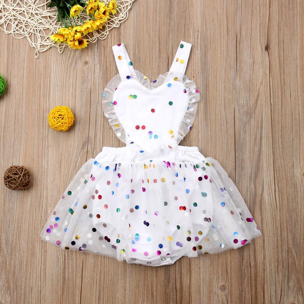 Newborn Girls Sequin Polka Dot Tulle Romper Dress