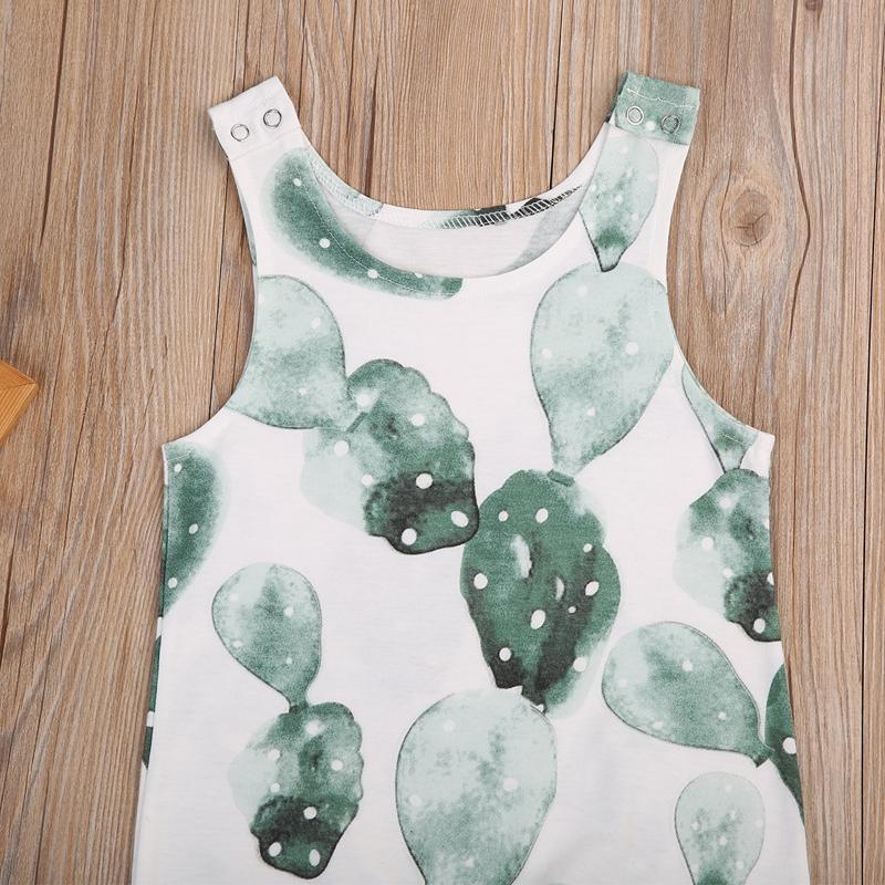 Cactus Print Sleeveless Baby Romper - Soft Cotton Blend Jumpsuit
