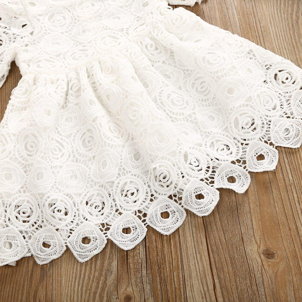Classic Baby Girls Floral Lace Party Dress with Headband