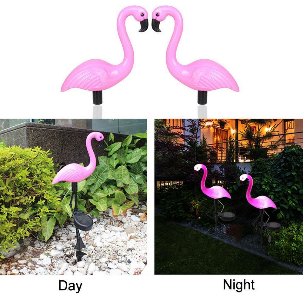 3pc Flamingo LED Solar Garden Lights - Pink Outdoor Yard Decor