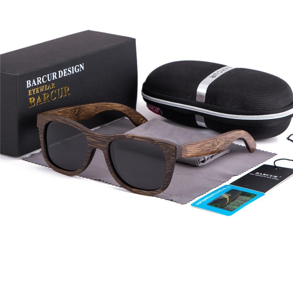 Brown Wood Bamboo Polarized Sunglasses Unisex Vintage Style