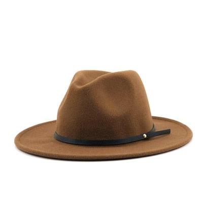 Vintage Black Wool Fedora Hat with Belt Buckle Detail