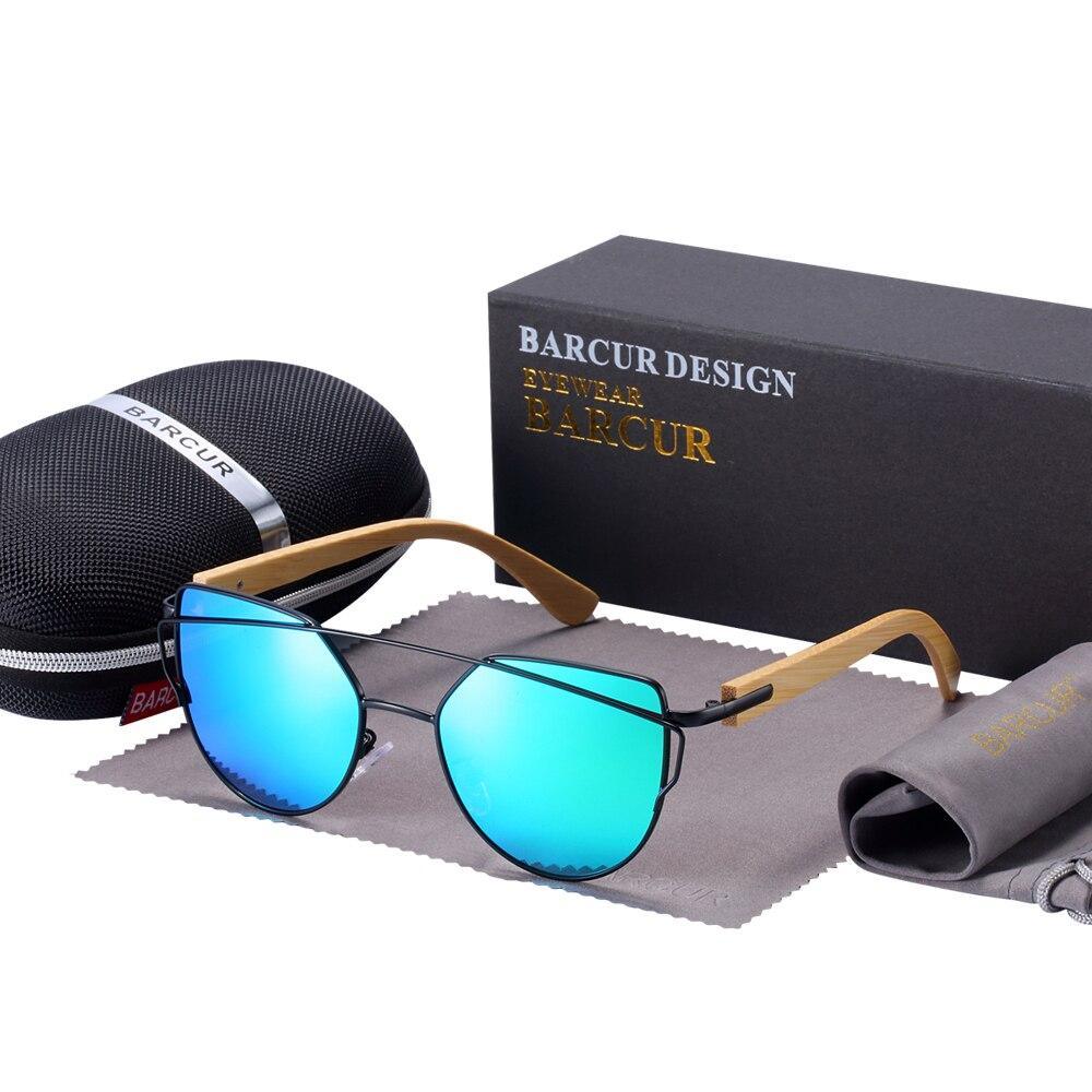 Oversized Cat Eye Sunglasses for Women with Bamboo & Silver Accents