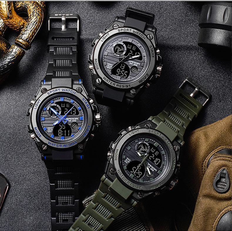 Dual Display Sports Watch Waterproof 30M Unisex Digital