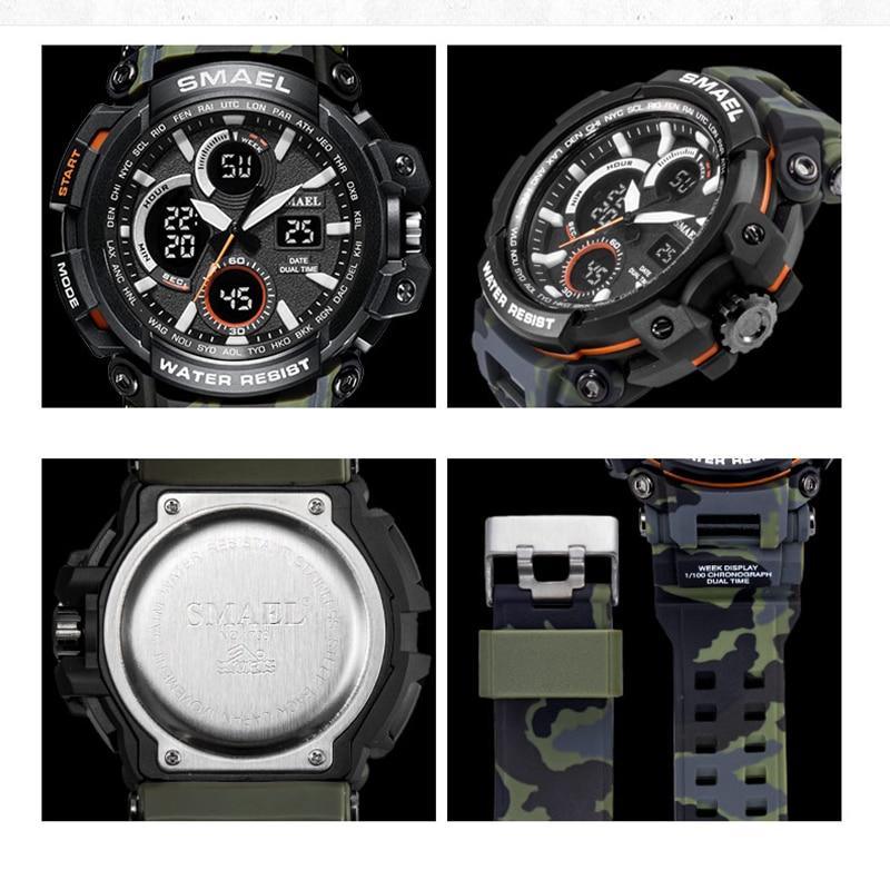 Orange Military Sport Digital Watch with LED Display & Stopwatch