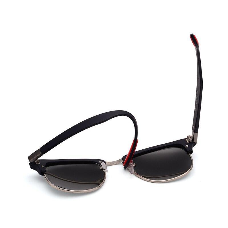 Retro Square Half Metal Frame Polarized Driving Sunglasses UV400