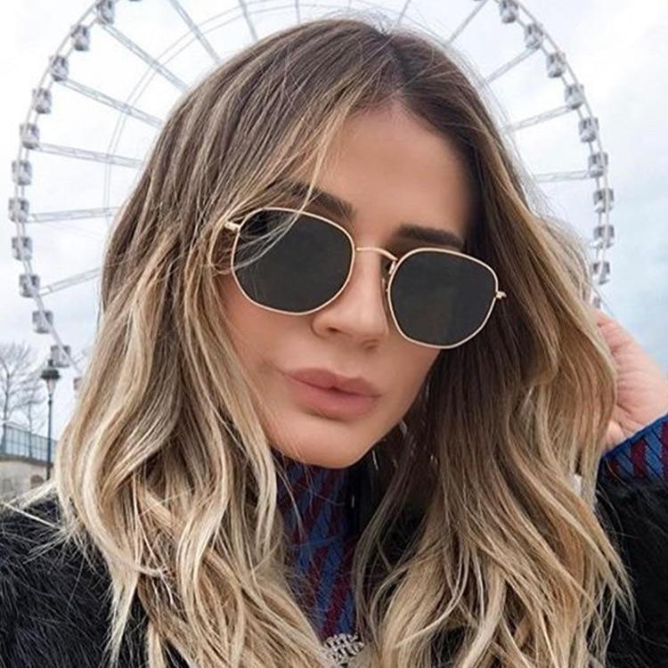 Vintage Square Pilot Sunglasses with UV400 Metal Frame