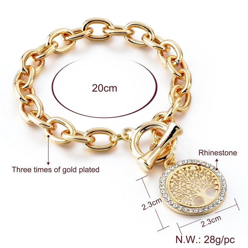 Gold Tone Expandable Tree of Life Medallion Bracelet