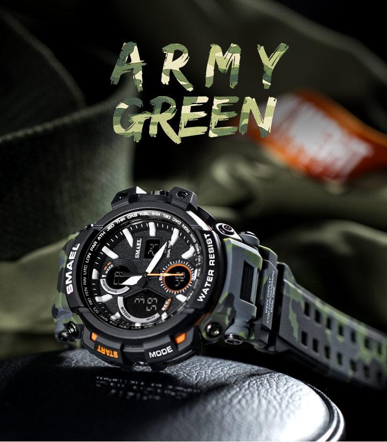 Orange Sport Digital Watch 50M Waterproof Tactical Military