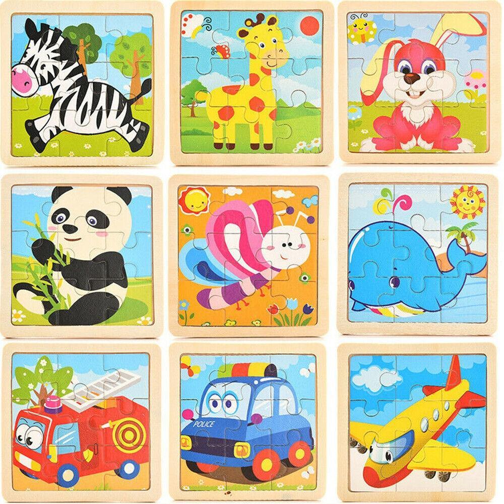 10-Piece Wooden Animal Puzzle Set for Toddler Early Learning