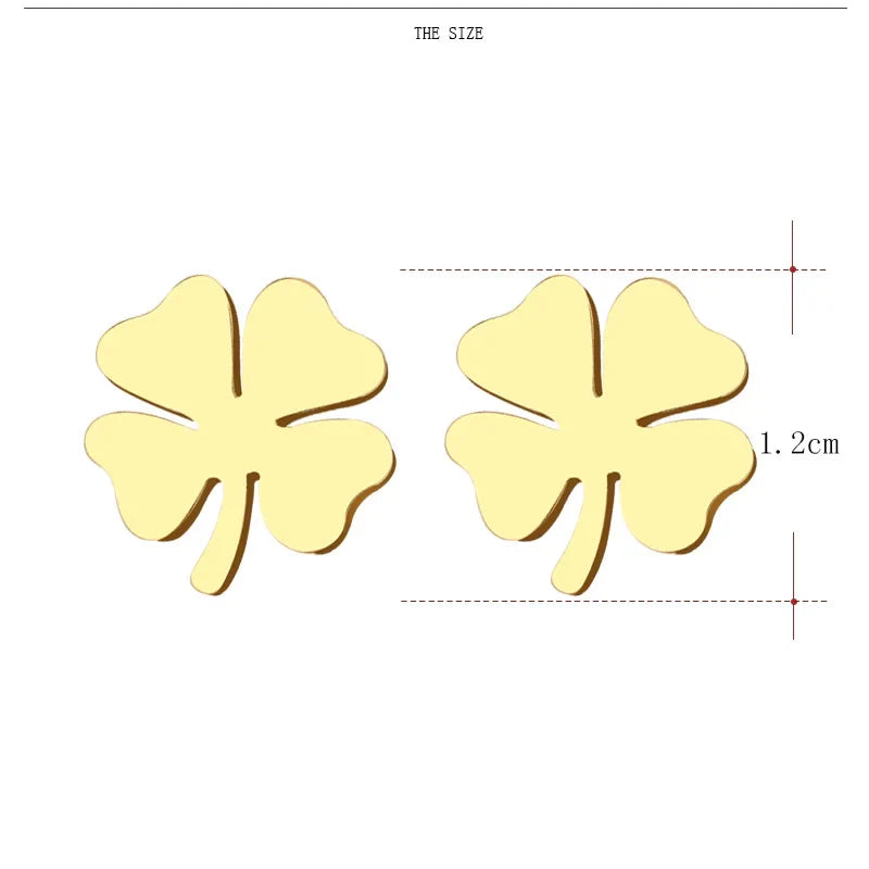 DOTIFI Stainless Steel Stud Earring For Women Man Clover Gold Color Lover's Engagement Jewelry Drop Shipping