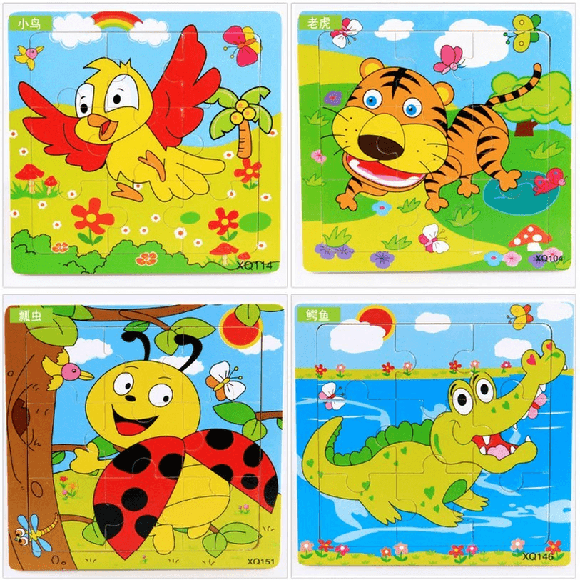 Wooden 3D Mosaic Animal Puzzle Educational Kids Toy Small Square