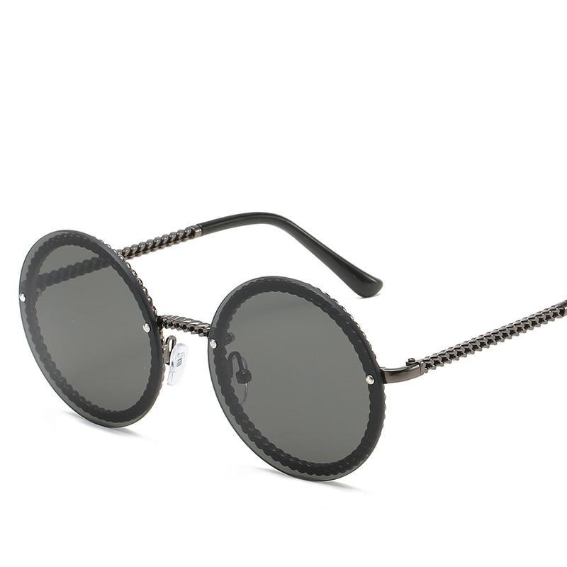 Luxury Round Retro Rimless Sunglasses with Zircon & UV400 Protection