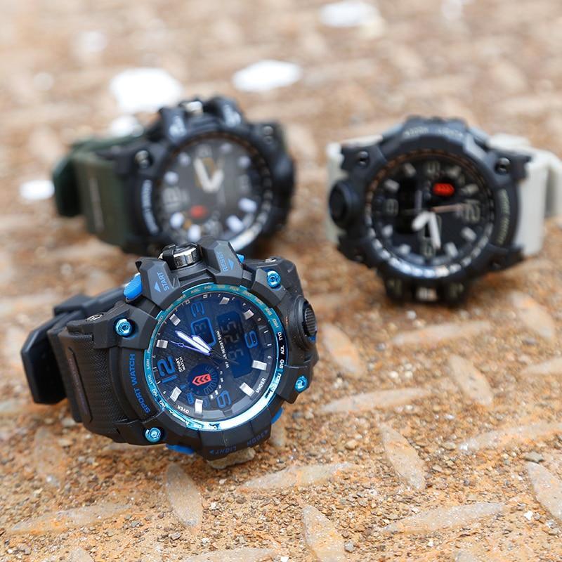 Men Military Tactical Sport Watch Dual Display LED Analog Digital