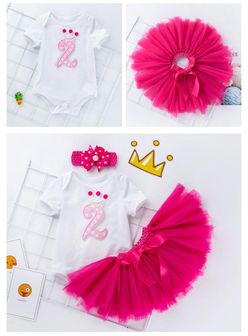 2-Year-Old Girls Birthday Party 3-Piece Cotton Outfit Set