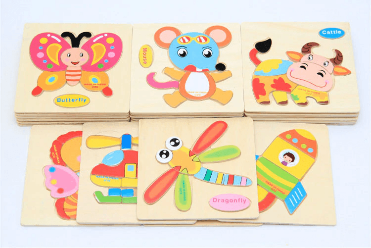 3D Wooden Cartoon Animal & Fruit Intelligence Puzzle for Kids
