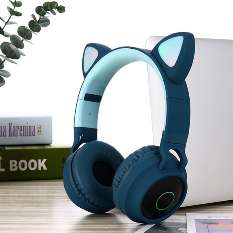 LED Cat Ear Bluetooth 5.0 Wireless Headphones with Mic