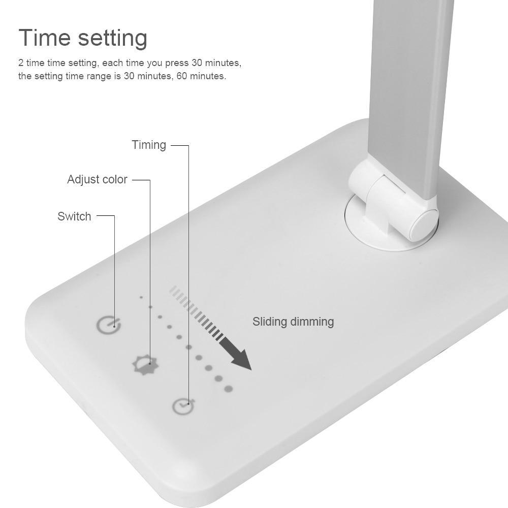 Minimalist Dimmable LED Desk Lamp with USB Charger & Timer