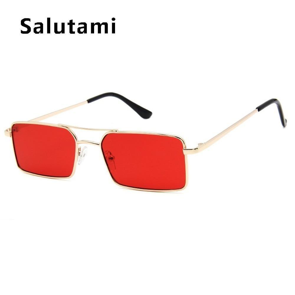 Retro Modern Square Sunglasses With Double Bridge Alloy Frame