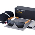Unisex handmade natural zebra wood rectangle sunglasses with polarized mirror lenses.