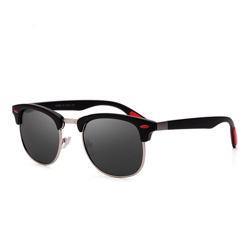Retro Square Half Metal Frame Polarized Driving Sunglasses UV400