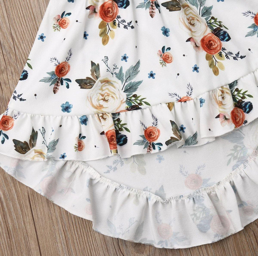 Baby Girl Floral Ruffle Top and Bloomers Set in Teal and White