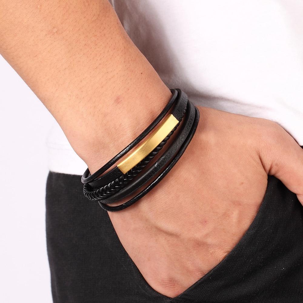 Multilayer Leather Magnetic Bracelet for Men Hand Charm Jewelry