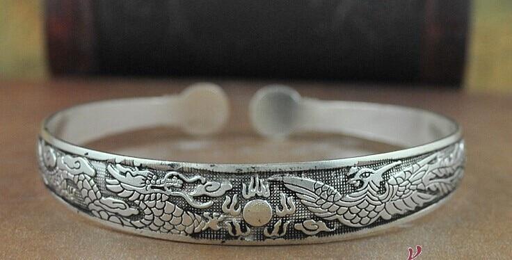 Vintage Tibetan Silver Floral and Animal Motif Cuff Bangle
