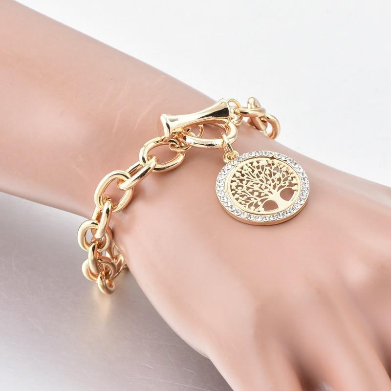 Gold Tone Expandable Tree of Life Medallion Bracelet