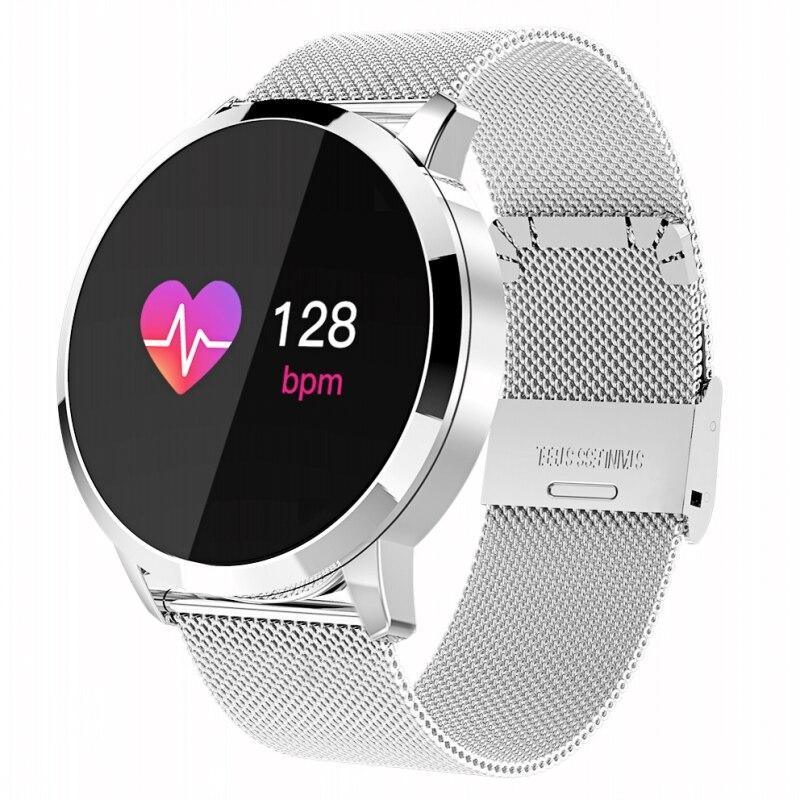 Q8 LED Bluetooth Fitness Smartwatch with Stainless Steel Band