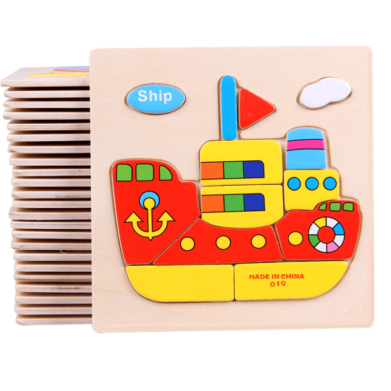 3D Wooden Cartoon Animal & Fruit Intelligence Puzzle for Kids