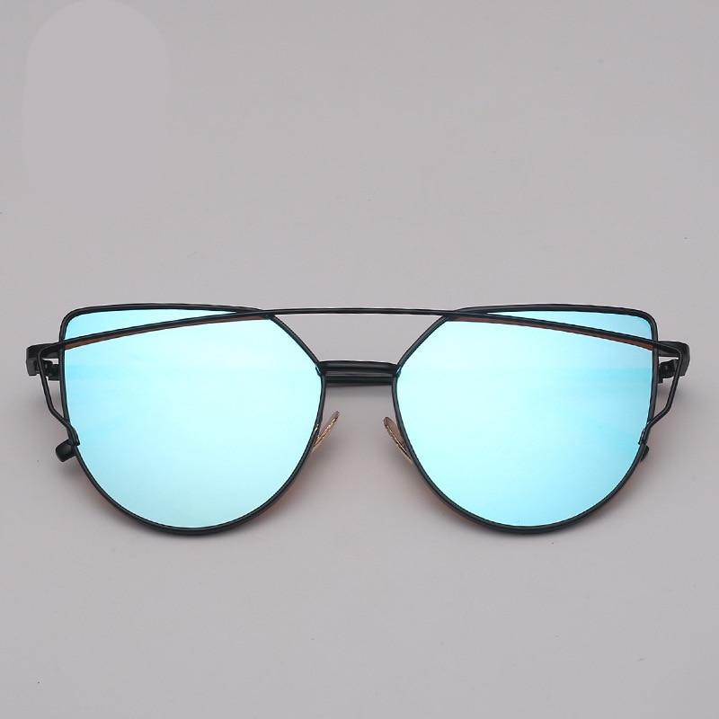 Vintage Cat Eye Sunglasses for Women Retro Metal Mirror Lenses