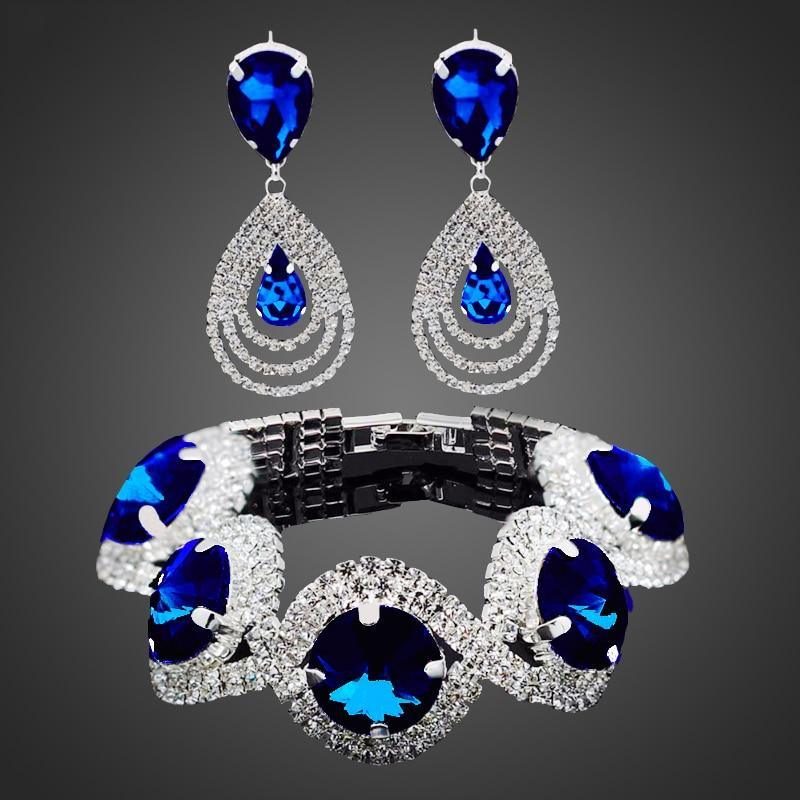 Glamorous Austrian Crystal Bridal Jewelry Set for Wedding Prom
