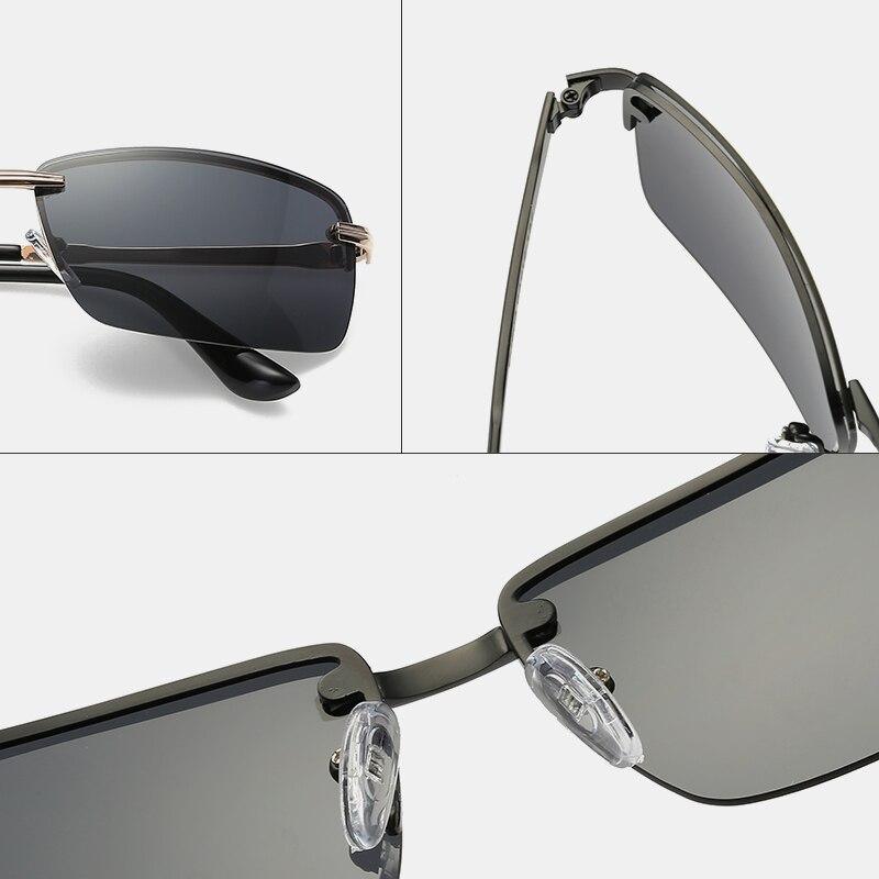 Classic Retro Rimless Polarized Sunglasses for Men Gold Frames