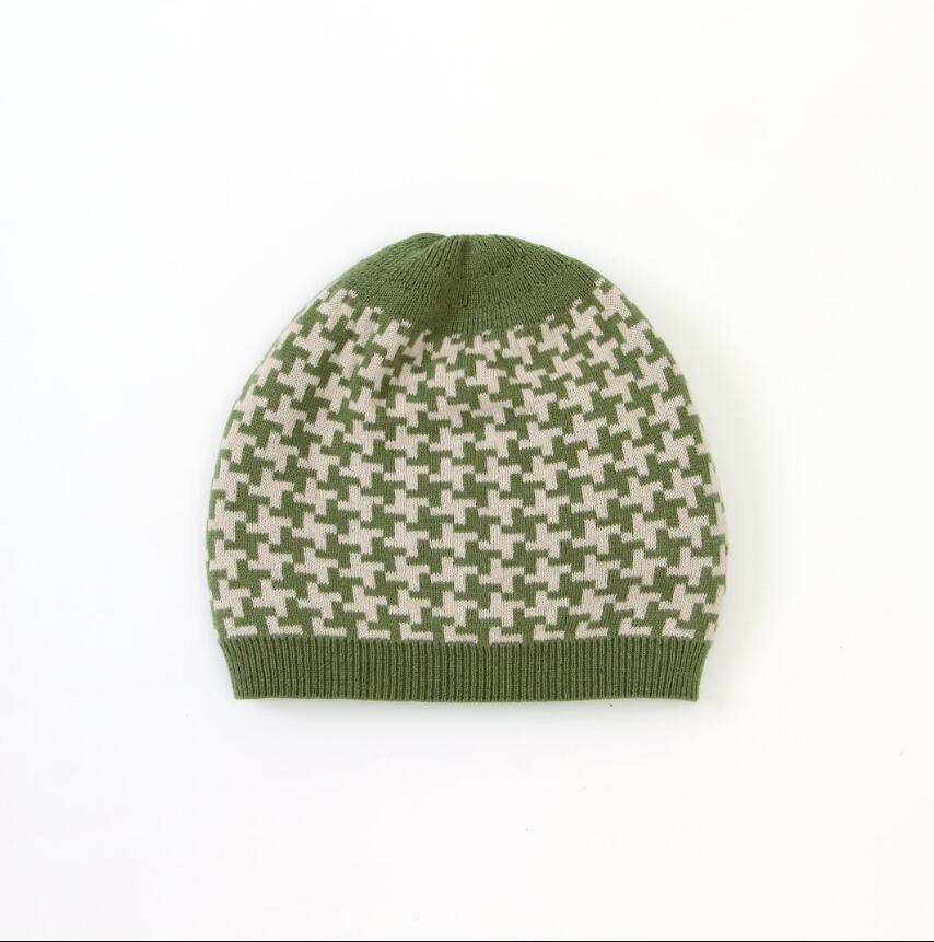Knitted Newborn Baby Romper with Plaid Hat Cotton Jumpsuit