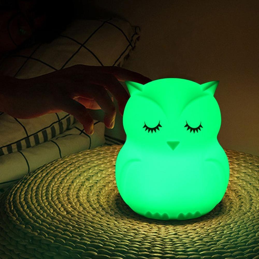 Cute Silicone Owl Night Light with Remote & Touch Sensor for Kids