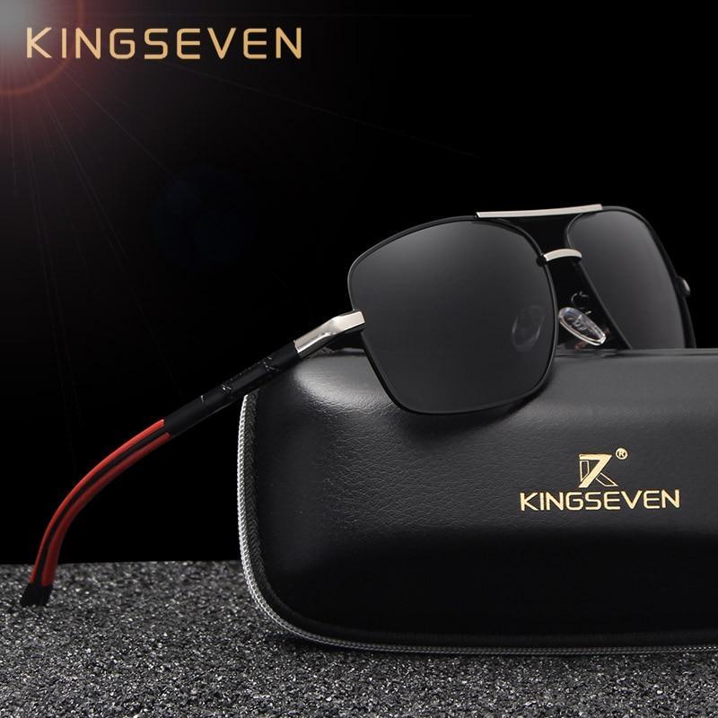 Men's rectangular polarized sunglasses with aluminum-magnesium frames for driving