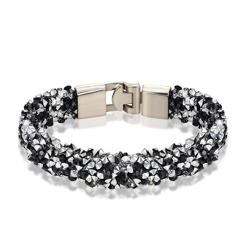 Handmade crystal beaded bracelet with natural hemp cord on a neutral background