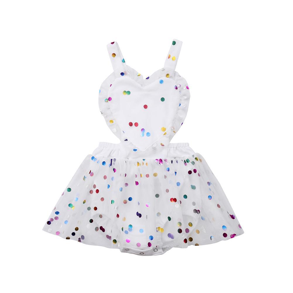 Newborn Girls Sequin Polka Dot Tulle Romper Dress