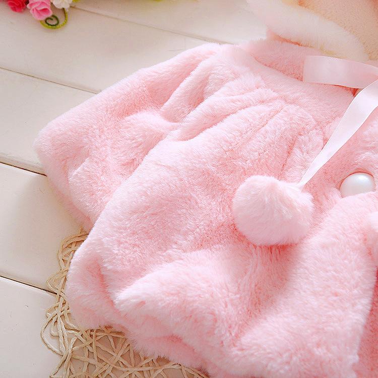 Baby Girls Reversible Rabbit Ear Cloak Coat Warm Winter Cape