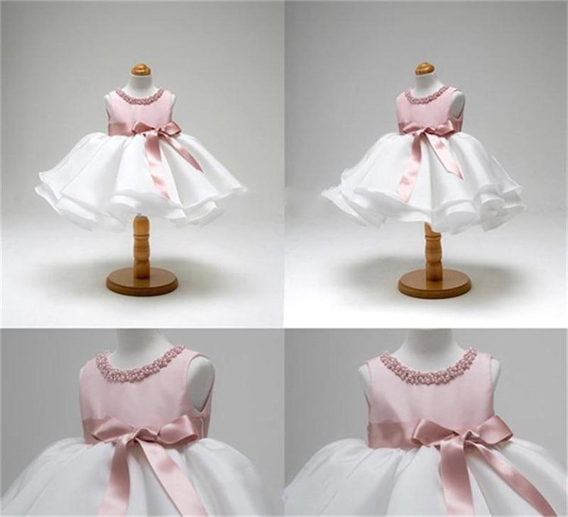 Handmade Satin Lace First Birthday Dress for Baby Girls