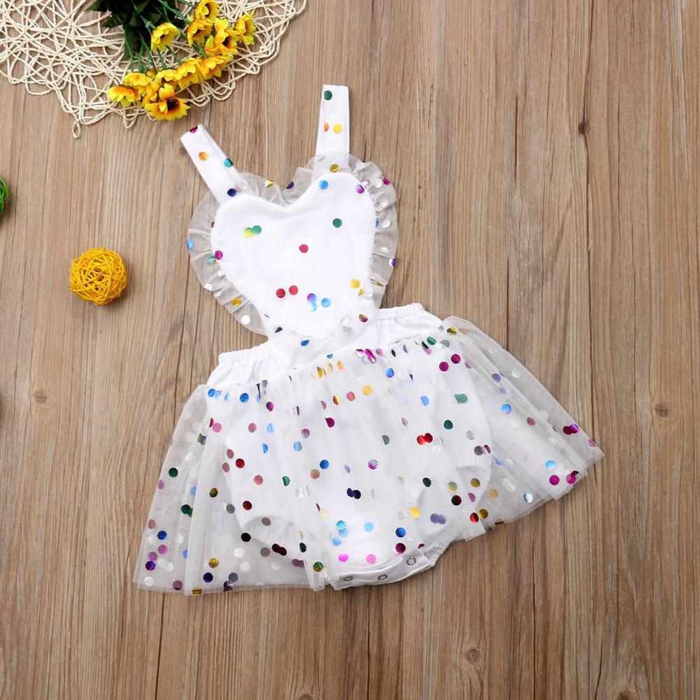 Newborn Girls Sequin Polka Dot Tulle Romper Dress