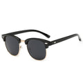 Polarized Retro Browline Sunglasses in Black and Gold