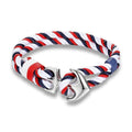 Men's Nautical Anchor Rope Bracelet in Navy, White and Red