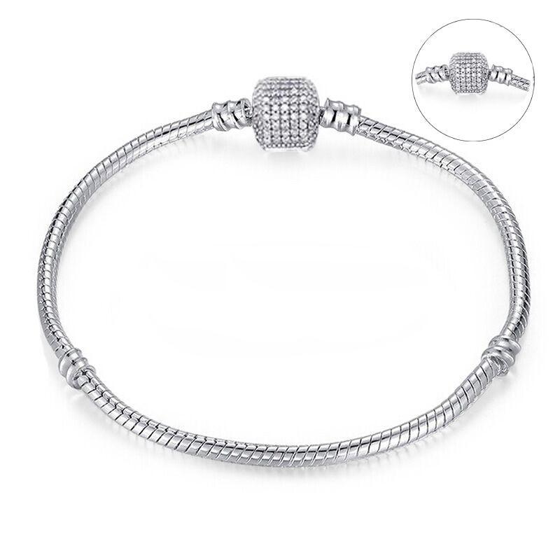Sterling Silver Color Snake Chain Heart and Star Bracelet